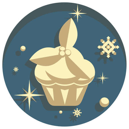 white christmas theme style  cupcake iconのイラスト素材