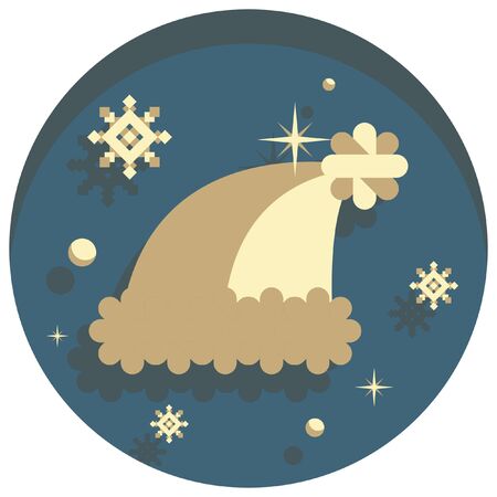 white christmas theme style santa's hat iconのイラスト素材
