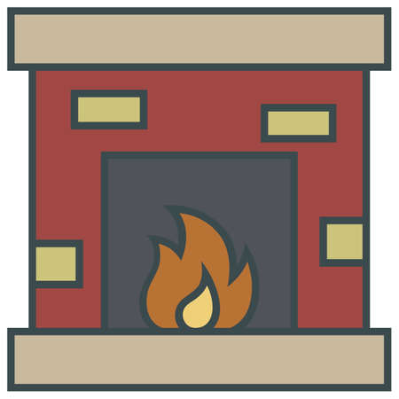 christmas simple vector  fire place iconのイラスト素材