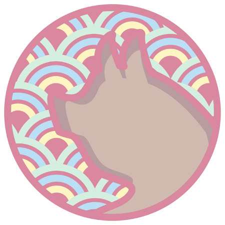 Patterned Japanese Zodiac Pig Iconのイラスト素材