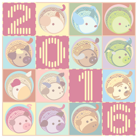 Japanese Zodiac Wallpaperのイラスト素材