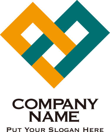 Logo mark suitable for forestry, industrial, nature conservation, etc. Two colors intersect to form a heart.のイラスト素材