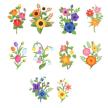 Cute flower illustration bouquetのイラスト素材