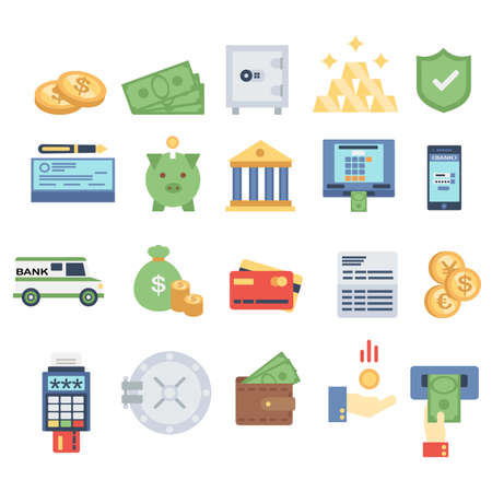 Bank cute illustrationsのイラスト素材