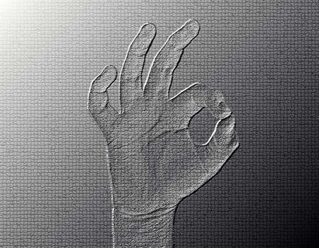 All-Fine Hand - Silver / Metalic hand gesture artwork.の写真素材