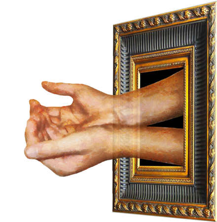 Artwork begging for funding (symbolic artist's / art's requesting financial assistance). Ghostly...