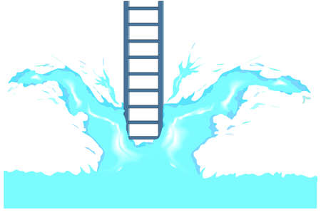 Vector Ladder splashing out of the waterの写真素材
