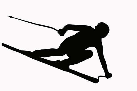 Sport Silhouette - Skier speeding down slopeのイラスト素材
