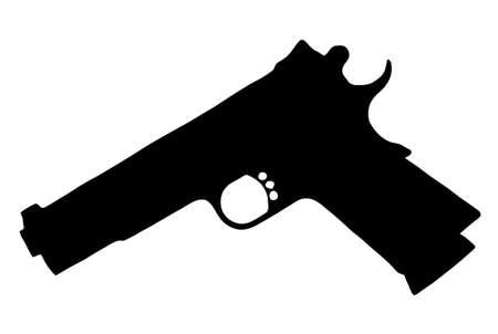 Isolated Firearm -Pistol (9 mm) ï¿½ black on white silhouetteのイラスト素材
