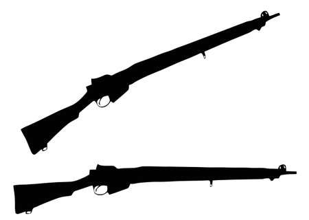 Isolated Firearm - WWII Rifle (303 caliber) ï¿½ black on white silhouetteのイラスト素材