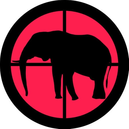 In the scope series - Elephant in the crosshair of a gunï¿½s telescope. Can be symbolic for need of protection, being tired of, intolerance or being under investigation.のイラスト素材