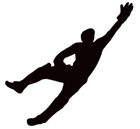 Sport Silhouette - Wicket-Keeper Dive isolated black image on white backgroundのイラスト素材