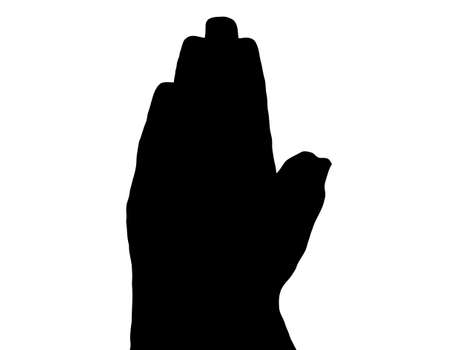 Silhouette Vector Praying Hands (Side View) on Whiteのイラスト素材