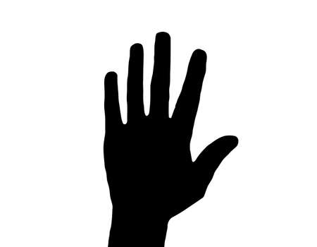 Silhouette Vector Raised Hand on Whiteのイラスト素材