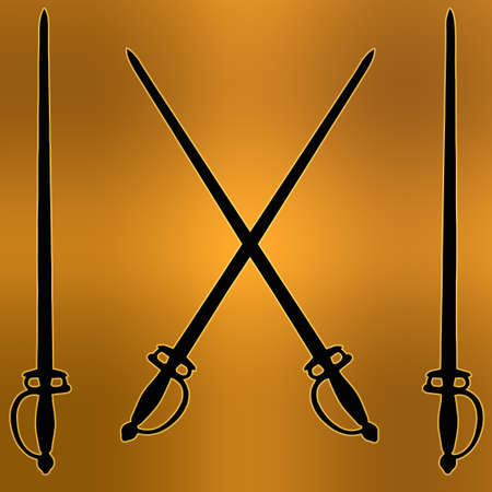 Coat of Arms Golden Cross Sword Silhouette Image