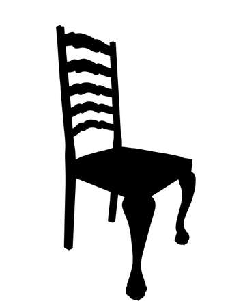 Illustration of Antique Dining Table Chair Silhouette Isolation のイラスト素材