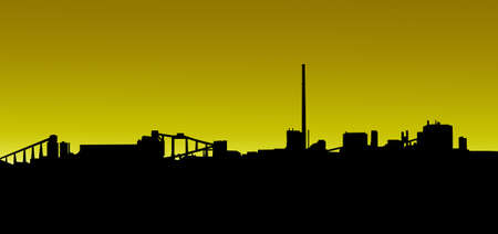 Mining Industry Horizon Golden Sunrise Sunset Silhouette Isolationの写真素材