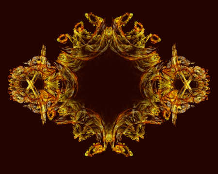 Abstract Rich Royal Golden Curly Frame Background Imageの写真素材