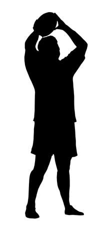 Sport Silhouette - Rugby Hooker Throwing Ball in Lineoutのイラスト素材