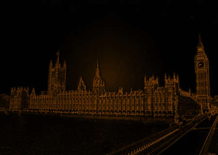 Isolated Golden Westminster Abby London Line Drawingの写真素材