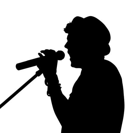 Single Male Pop Singer with Microphone Silhouetteのイラスト素材