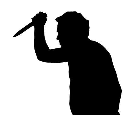 Man Silhouette European Stabbing with a Knife のイラスト素材