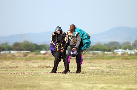 RUSTENBURG, SOUTH AFRICA - April 28, 2017: National Skydiving Championships. European white male...