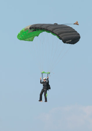 RUSTENBURG, SOUTH AFRICA - April 28, 2017: National Skydiving Championships. Female sky diver with...