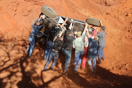 Rustenburg, South Africa - JUNE 17, 2017: National Extreme Modified 4x4 Vehicle Championship. Black...