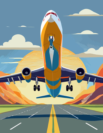 Holiday Travel Series - Colorful Abstract Art Vector Image of Air Transport.のイラスト素材