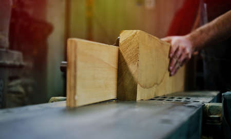 Work table of a carpenter with a gouge and a pile of wood chips. Vercion 4の写真素材