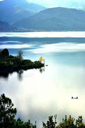 The beauty of Lugu Lakeの写真素材