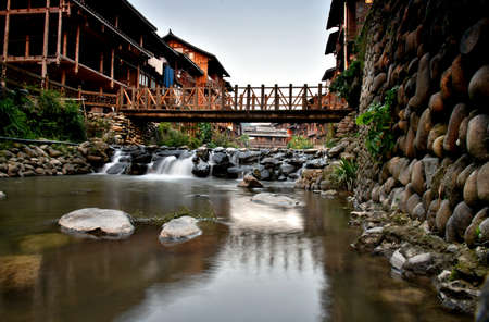Zhaoxing Dongzhai ancient village landscape viewのeditorial素材
