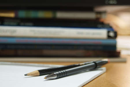 books and pensの写真素材