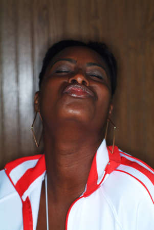 woman making kissing face at camera