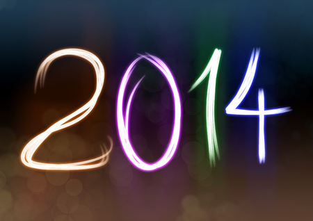 2014 Glow Text with bokeh backgroundの写真素材