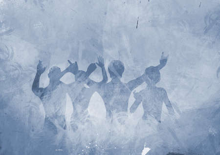 Abstract Party People in splatter colored backgroundの写真素材