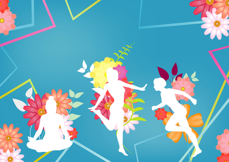 Colorful Sport Fitness Female silhouette Abstract Background Banner Designのイラスト素材