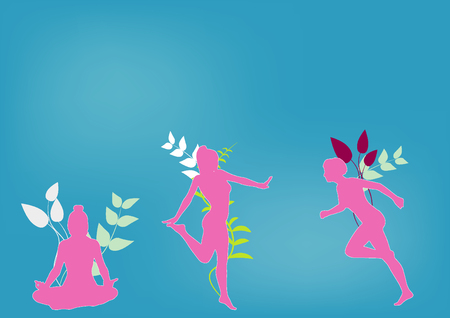 Colorful Sport Fitness Female silhouette Abstract Background Banner Designのイラスト素材