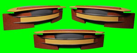 News Desk 3 Angles Isolated on Chroma Key Green Backgroundの写真素材
