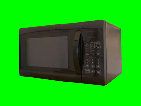 Black Microwave Isolated on Chroma Key Green Backgroundの写真素材