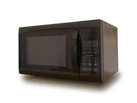Black Microwave Isolated on White Backgroundの写真素材