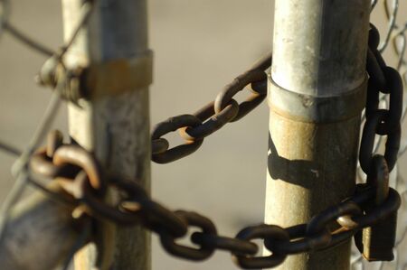 chained gate                               の写真素材