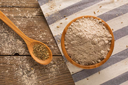 Rye flour and cuminの写真素材