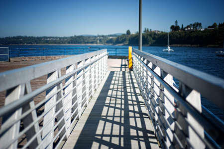 White Foot Bridge to Boat Dockの写真素材