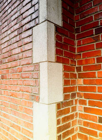 Brick Wall with Protruding Corner Using Color Contrast Vertical Shiftの写真素材