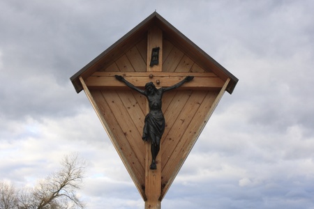 cross on fieldの写真素材