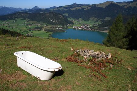 Beautiful landscape in the mountains near the Walchsee in Austriaの写真素材