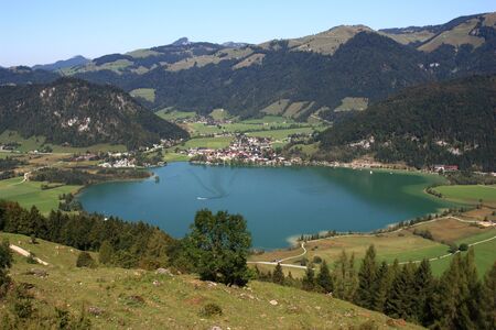Beautiful landscape in the mountains near the Walchsee in Austriaの写真素材