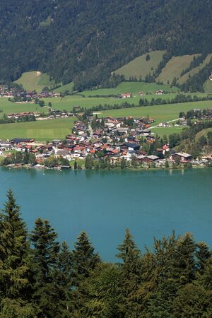 Beautiful landscape in the mountains near the Walchsee in Austriaの写真素材